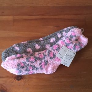 Grey and pink cheetah socks